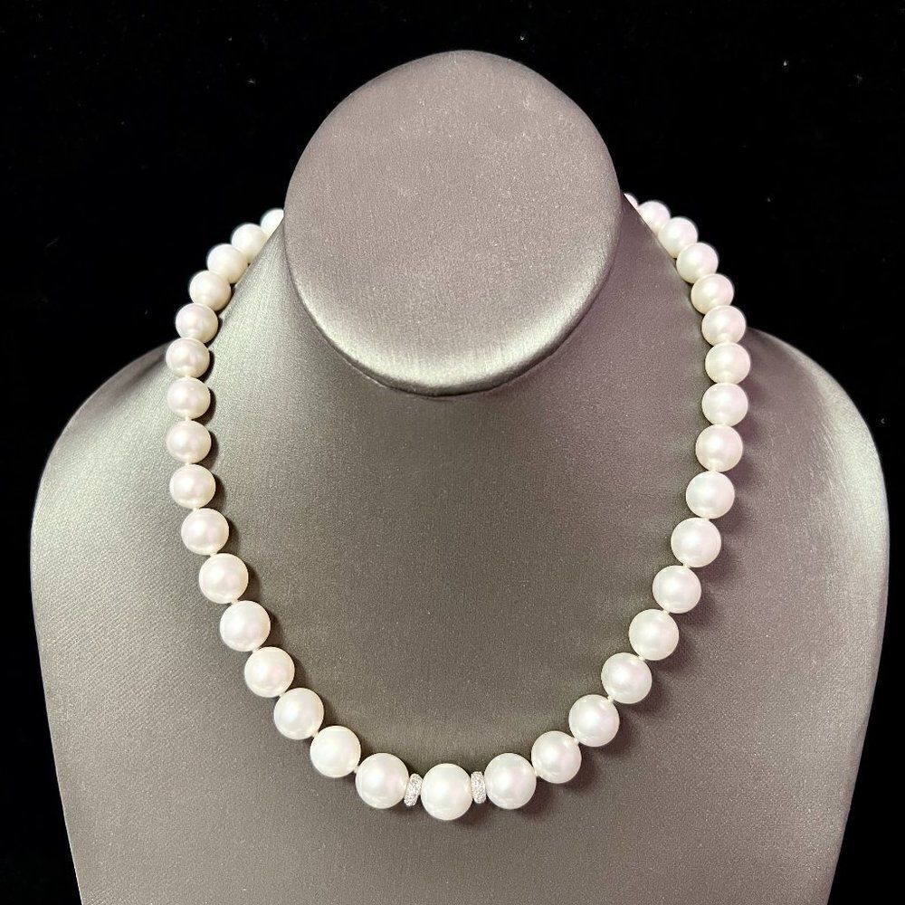 Natural South Sea Pearl Diamond Necklace 14k Gold 11 mm Certified $15,950 221248